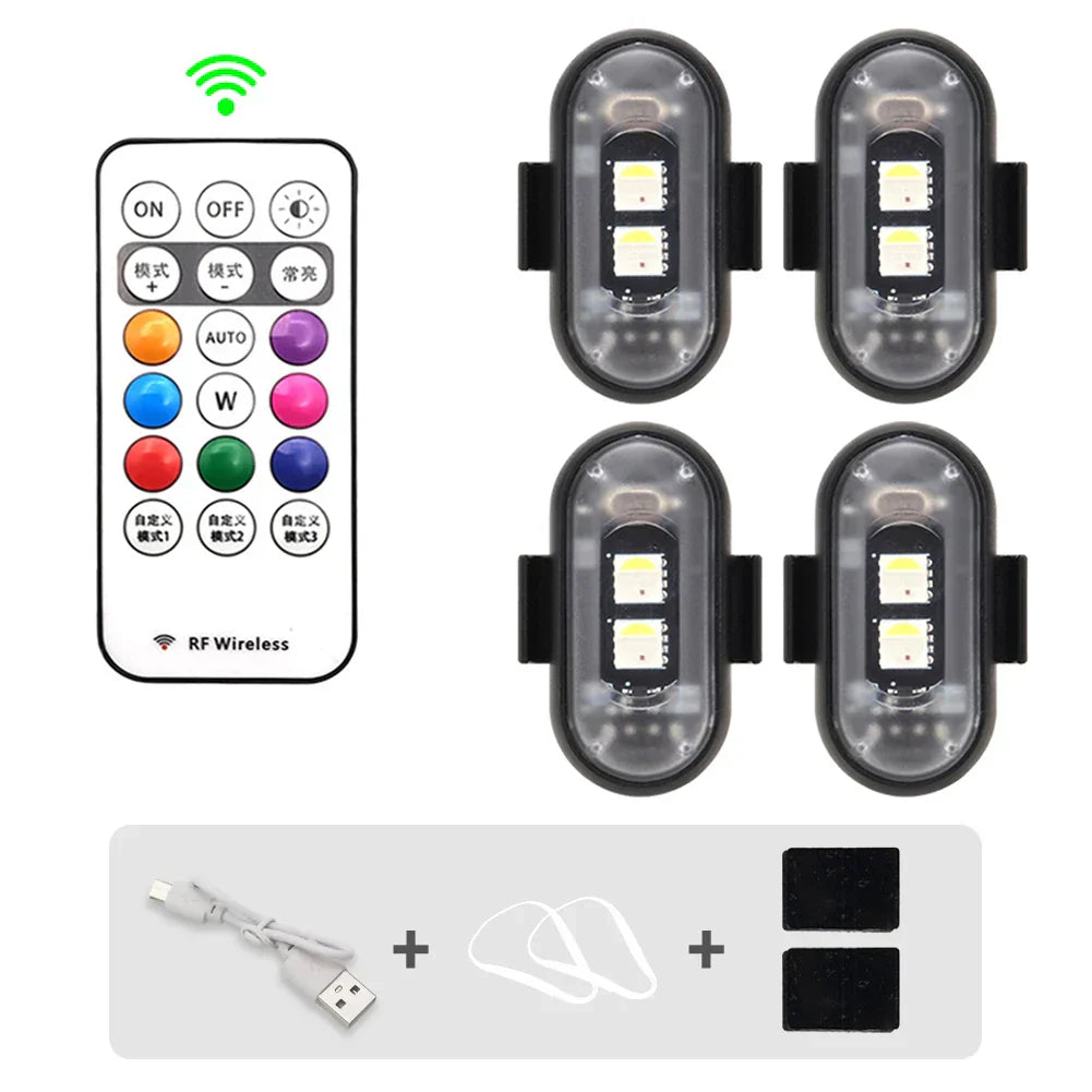 RGB Led Car Strobe Lights Motorcycle LED Flash Position Wireless Light Aircraft Airplane Helicopter Warning Lights Accessories