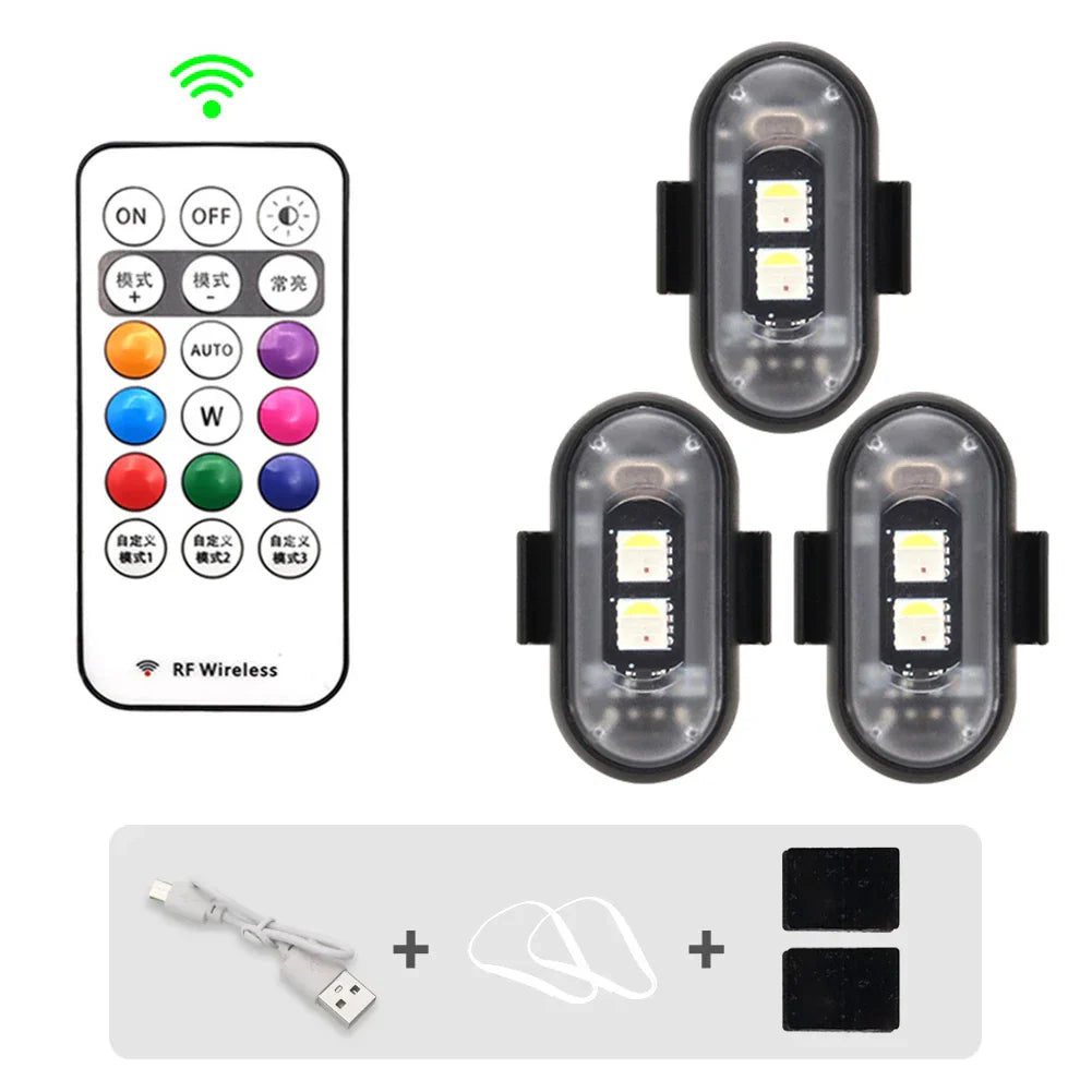 RGB Led Car Strobe Lights Motorcycle LED Flash Position Wireless Light Aircraft Airplane Helicopter Warning Lights Accessories