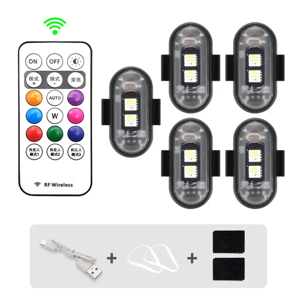 RGB Led Car Strobe Lights Motorcycle LED Flash Position Wireless Light Aircraft Airplane Helicopter Warning Lights Accessories